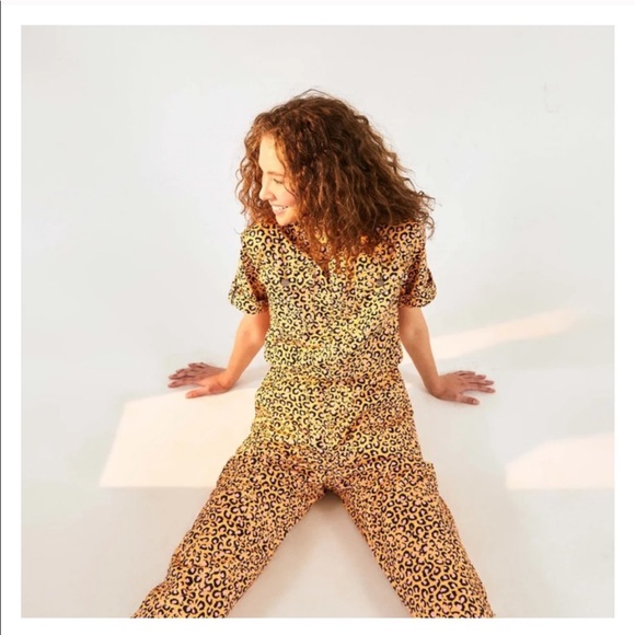 NWT Farm Rio Leopard Pop Denim Jumpsuit